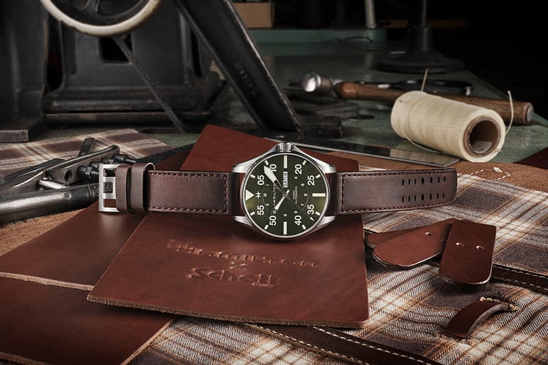Schott NYC & Hamilton Team up on Heritage Military-Inspired Khaki Pilot Watch