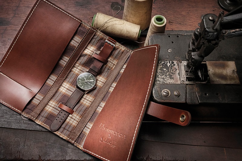 Schott NYC x Hamilton Khaki Pilot Watch Release Information First Look 1940 World War 2 II 1,892 limited edition pieces Military Flight Jackets 30099 Earth Brown watch-strap Super-LumiNova 