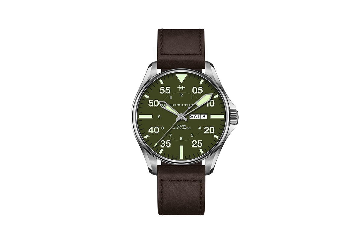 Schott NYC x Hamilton Khaki Pilot Watch Release Information First Look 1940 World War 2 II 1,892 limited edition pieces Military Flight Jackets 30099 Earth Brown watch-strap Super-LumiNova 