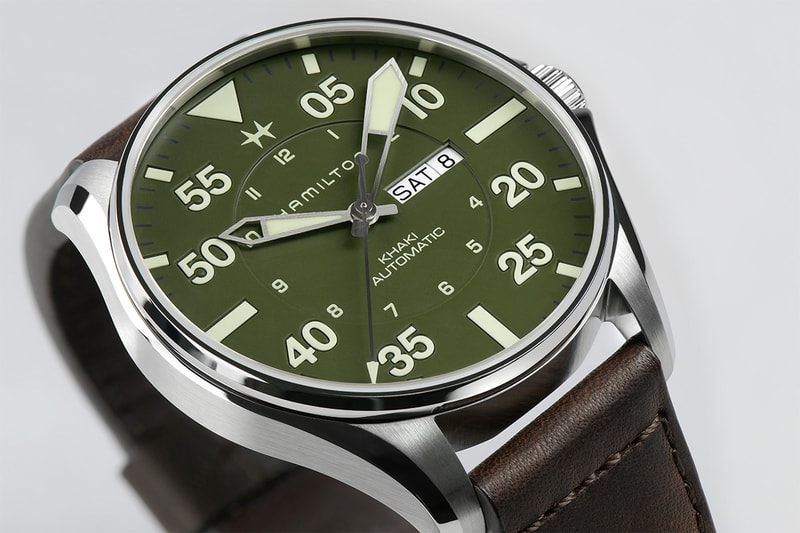 Schott NYC x Hamilton Khaki Pilot Watch Release Information First Look 1940 World War 2 II 1,892 limited edition pieces Military Flight Jackets 30099 Earth Brown watch-strap Super-LumiNova 