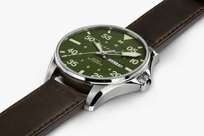 Schott NYC x Hamilton Khaki Pilot Watch Release Information First Look 1940 World War 2 II 1,892 limited edition pieces Military Flight Jackets 30099 Earth Brown watch-strap Super-LumiNova 