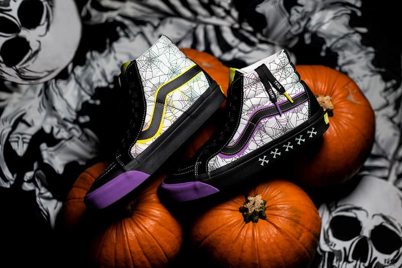 size? x Vans Sk8-Hi "Halloween" Release Information First Look Collaboration Skateboarding Shoe Sneaker OG Archive Design Artwork Spooky Season Spiderwebs Skulls Crossbones Trick or Treat 