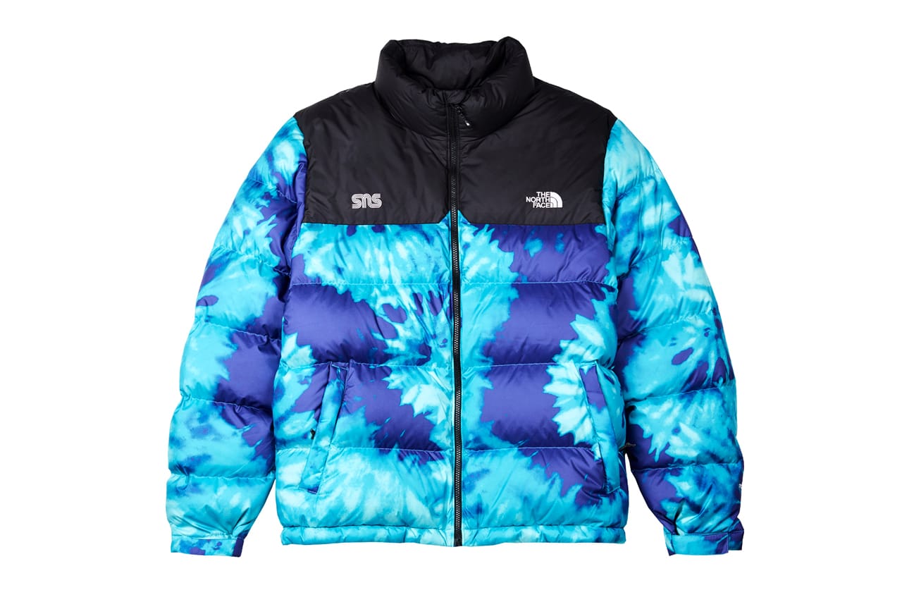 north face black and blue coat