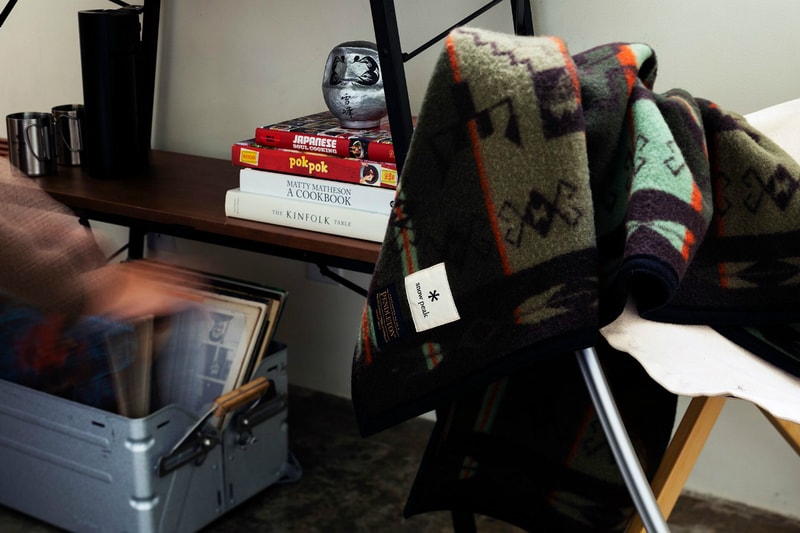 Snow Peak x Pendleton Stormpattern Blanket FW19 fall winter 2019 dark green olive grey gray colors collection line collab collaboration accessories accessory info details pic pics picture pictures price pricing image images