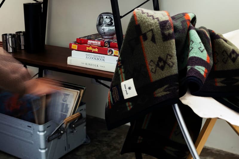 Snow Peak x Pendleton Stormpattern Blanket FW19 fall winter 2019 dark green olive grey gray colors collection line collab collaboration accessories accessory info details pic pics picture pictures price pricing image images