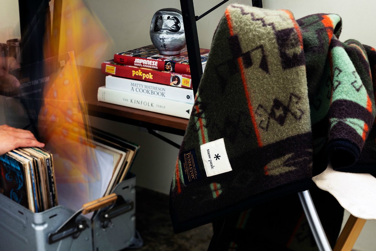 Snow Peak x Pendleton Stormpattern Blanket FW19 fall winter 2019 dark green olive grey gray colors collection line collab collaboration accessories accessory info details pic pics picture pictures price pricing image images