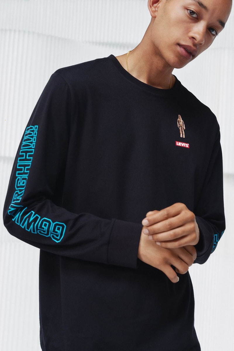 'Star Wars: The Rise of Skywalker' x Levi's FW19 collaboration capsule collection denim jeans 501 trucker jacket hoodie tee shirt long-sleeve chewbacca darth vader c3po r2d2 clothing fall winter 2019 november 1 logo