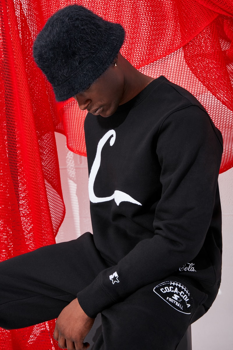 Coca-Cola Starter Black Label Capsule Collection Varsity Satin Jacket Tracksuit Crewneck Sweatshirt T-shirts Sweatpants Hats Wool Black White Red