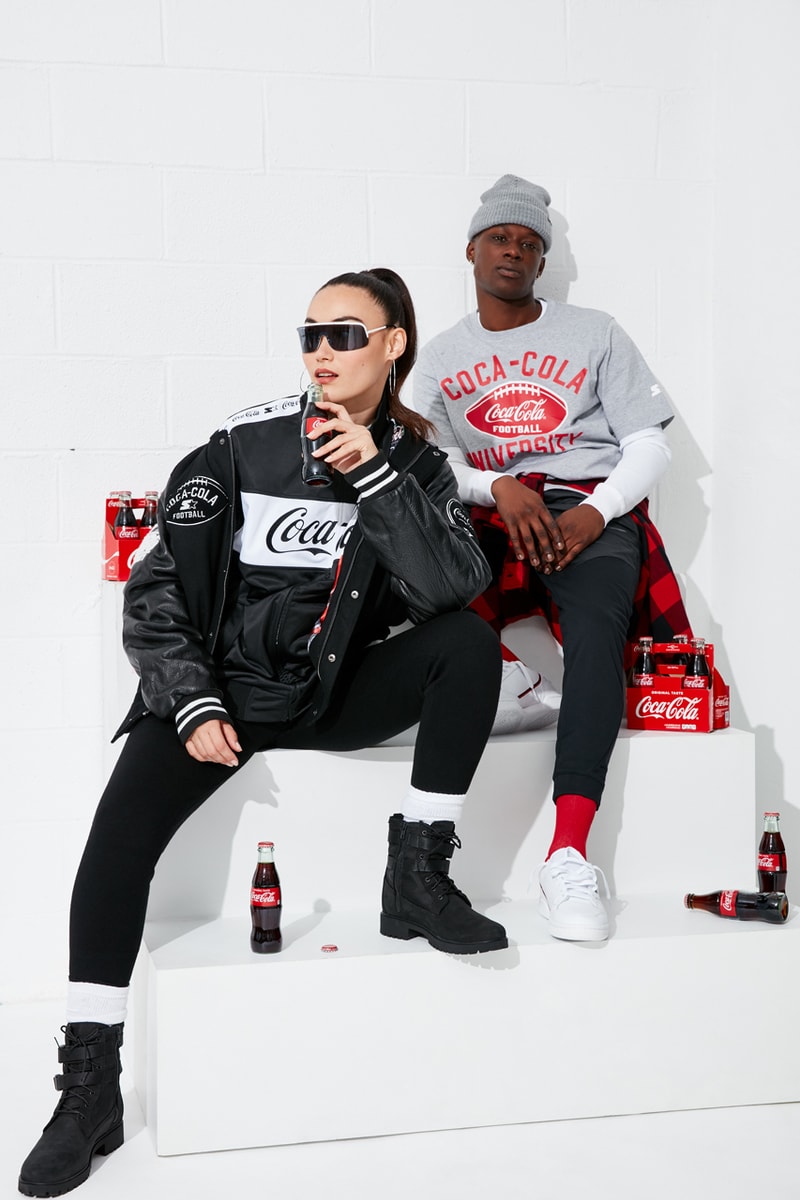 Coca-Cola Starter Black Label Capsule Collection Varsity Satin Jacket Tracksuit Crewneck Sweatshirt T-shirts Sweatpants Hats Wool Black White Red