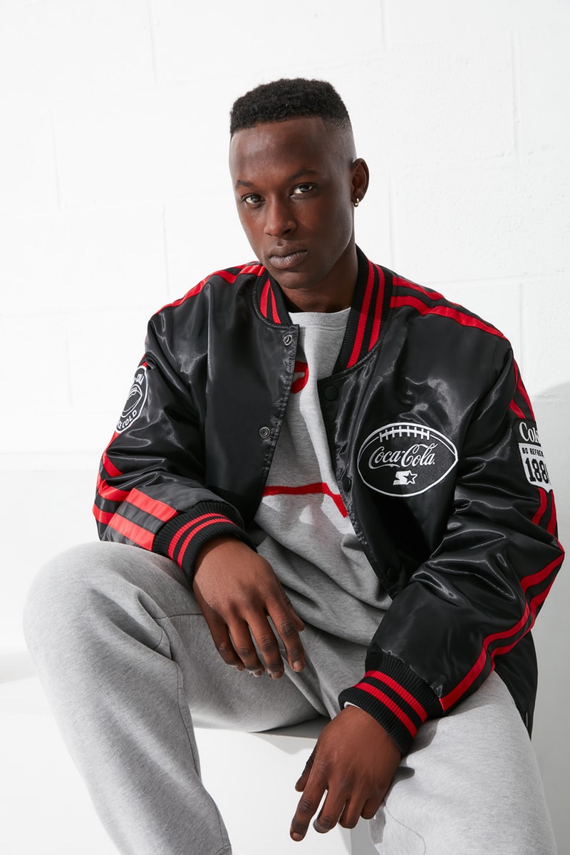Coca-Cola Starter Black Label Capsule Collection Varsity Satin Jacket Tracksuit Crewneck Sweatshirt T-shirts Sweatpants Hats Wool Black White Red
