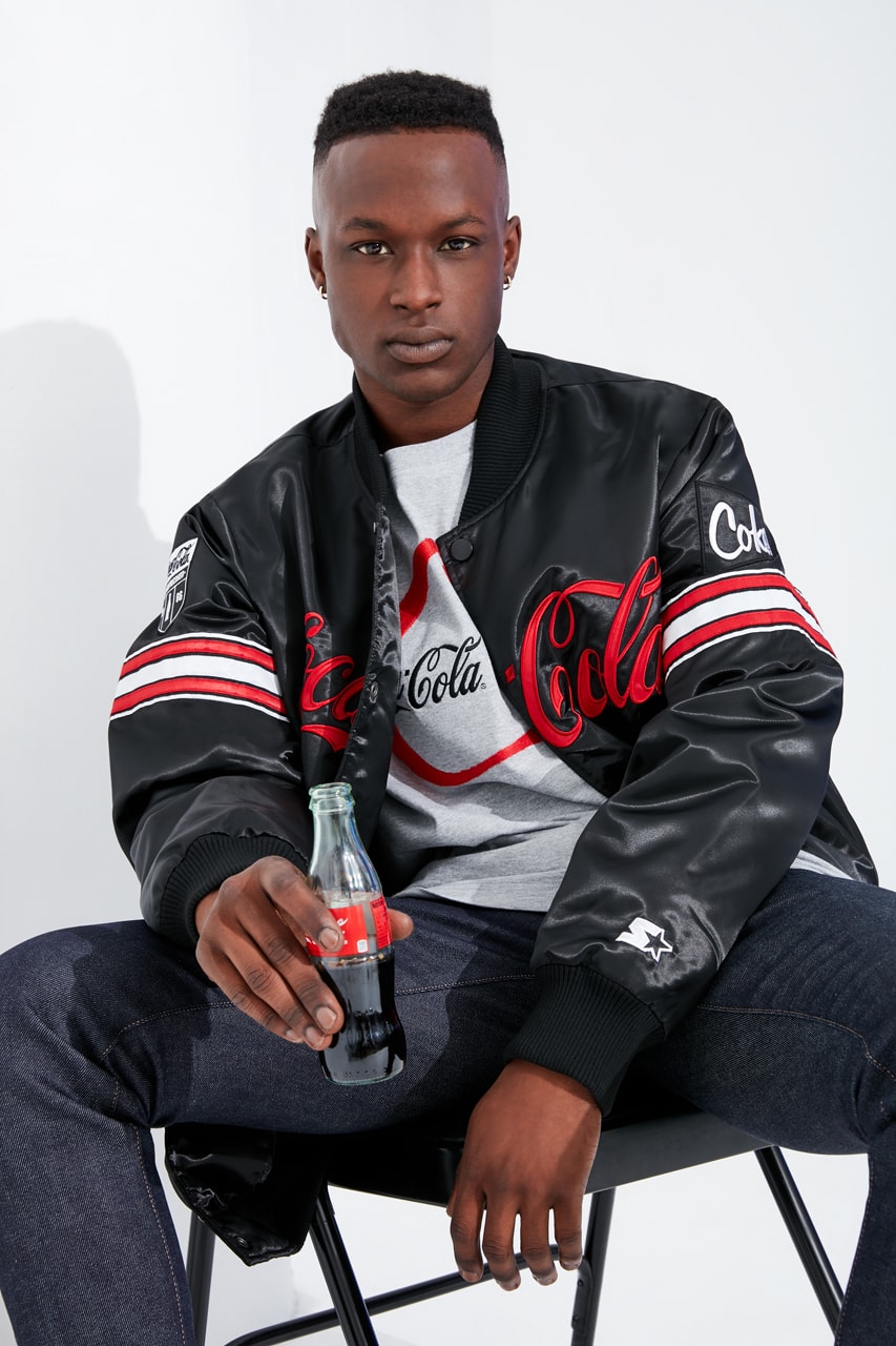 Coca-Cola Starter Black Label Capsule Collection Varsity Satin Jacket Tracksuit Crewneck Sweatshirt T-shirts Sweatpants Hats Wool Black White Red