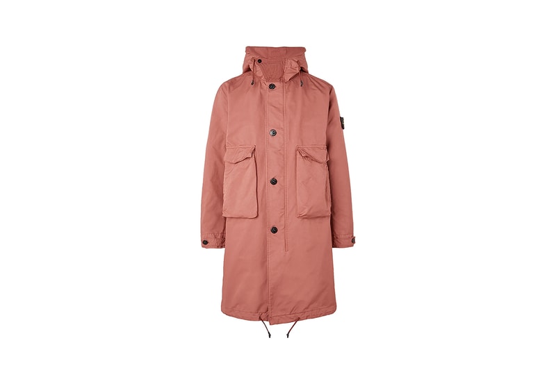 mr porter stone island exclusive spring summer 20 jacket coat parka shearling vest cargo trousers knitwear blush pink cream off white charcoal grey black buy cop purchase