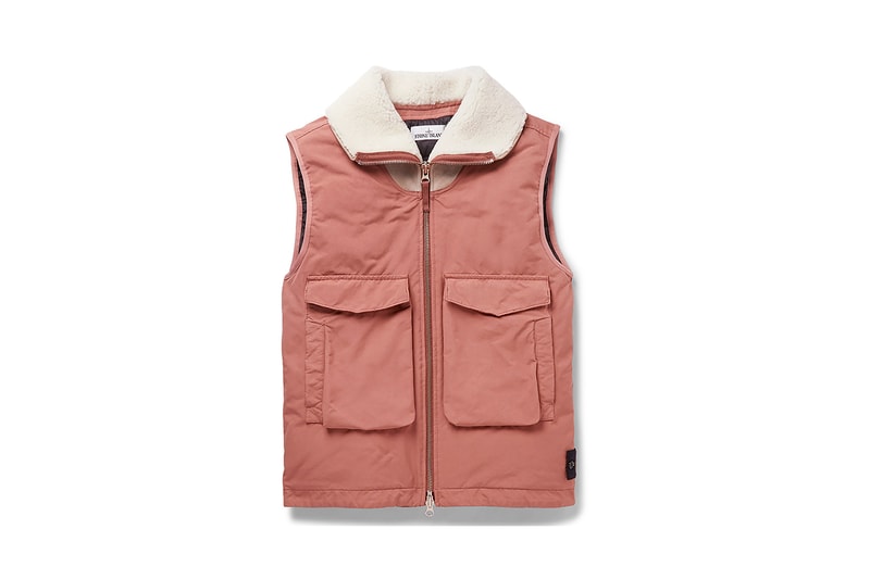 mr porter stone island exclusive spring summer 20 jacket coat parka shearling vest cargo trousers knitwear blush pink cream off white charcoal grey black buy cop purchase