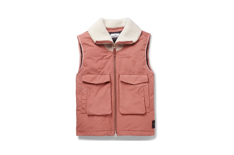 mr porter stone island exclusive spring summer 20 jacket coat parka shearling vest cargo trousers knitwear blush pink cream off white charcoal grey black buy cop purchase