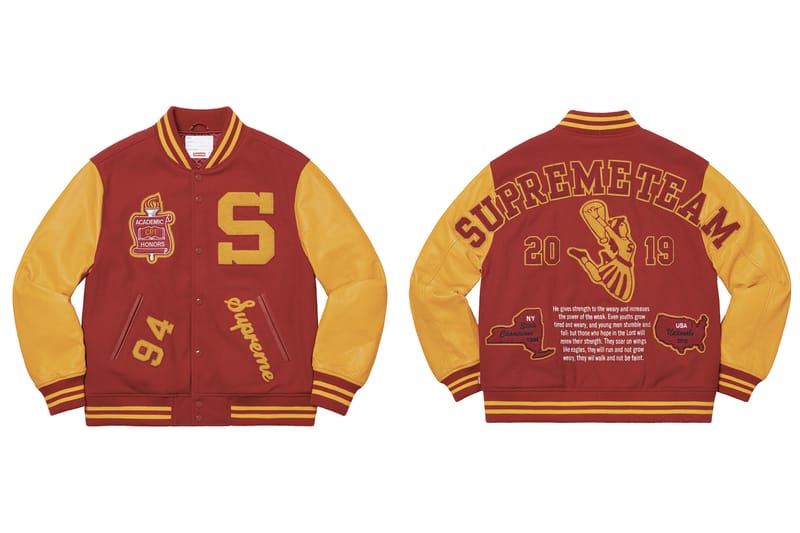 supreme team varsity jacket 2019