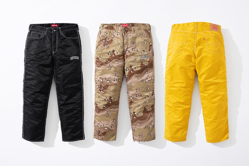 Supreme x Levi's Fall/Winter 2019 Collection Info workwear denim jeans work jackets supreme New York Jackets Nylon Camo Camouflage