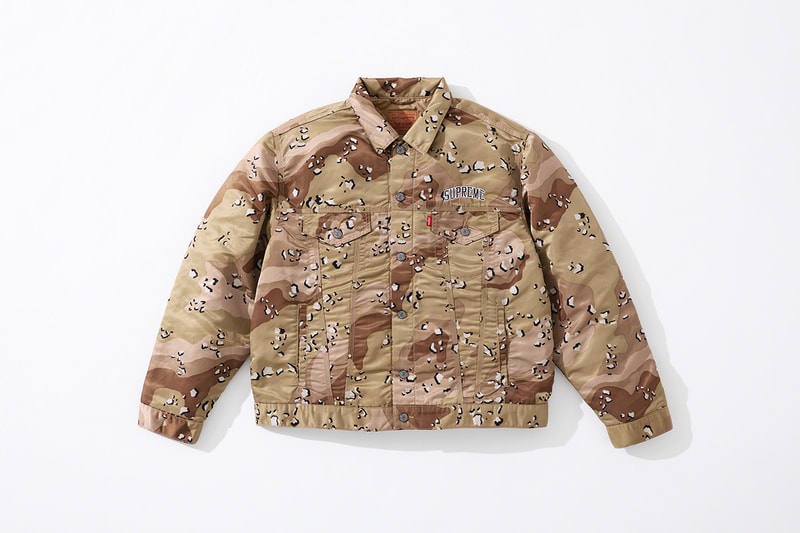 Supreme x Levi's Fall/Winter 2019 Collection Info workwear denim jeans work jackets supreme New York Jackets Nylon Camo Camouflage