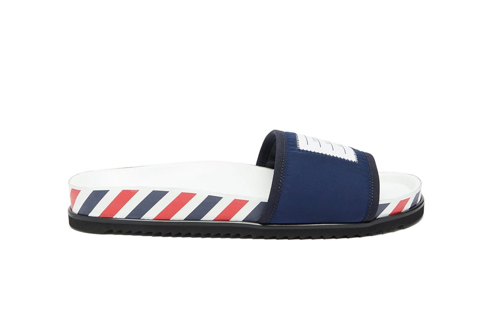 Harbor Pearl mixer Thom Browne Tricolor-Striped Slide Sandals FW19 | Hypebeast