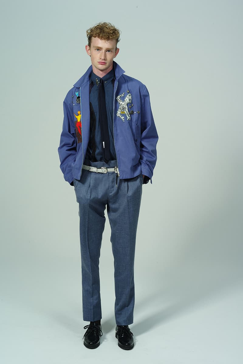 Toga Virilis Spring/Summer 2020 Lookbook Collection Yasuko Furuta Menswear 1950s '50s Inspired Romantic Colors Frills Collars Double Breasted Zazous Suits Blouson Blouse Polo Shirts Rugby Prints Sheer Fabrics