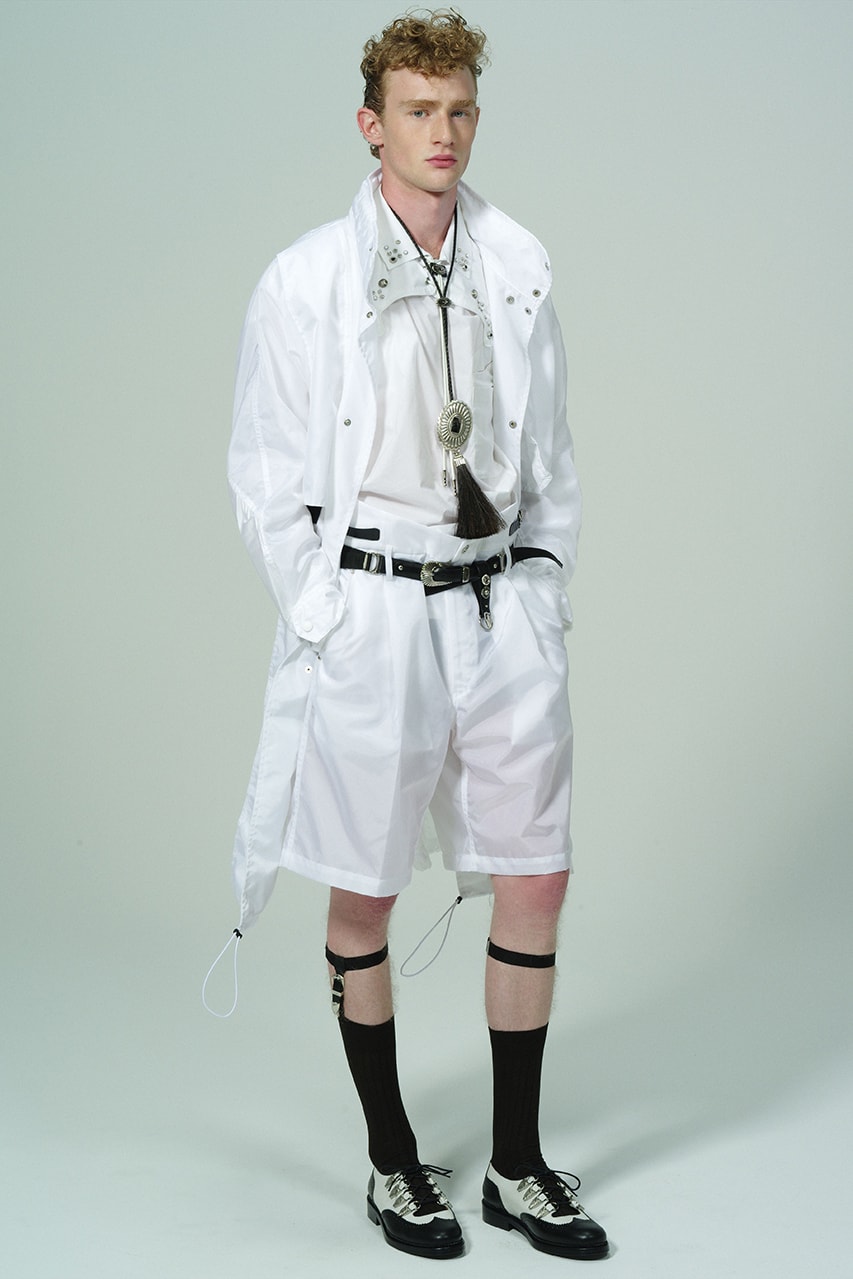 Toga Virilis Spring/Summer 2020 Lookbook Collection Yasuko Furuta Menswear 1950s '50s Inspired Romantic Colors Frills Collars Double Breasted Zazous Suits Blouson Blouse Polo Shirts Rugby Prints Sheer Fabrics