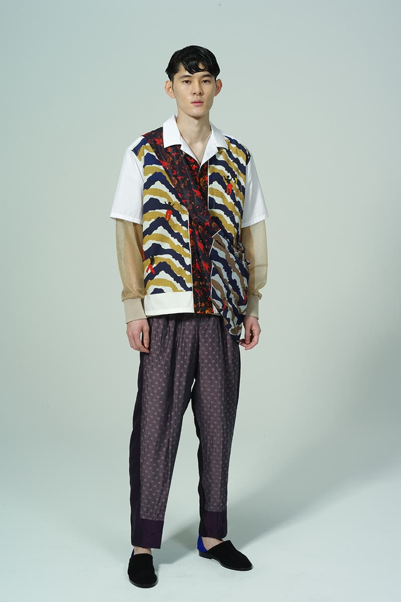 Toga Virilis Spring/Summer 2020 Lookbook Collection Yasuko Furuta Menswear 1950s '50s Inspired Romantic Colors Frills Collars Double Breasted Zazous Suits Blouson Blouse Polo Shirts Rugby Prints Sheer Fabrics