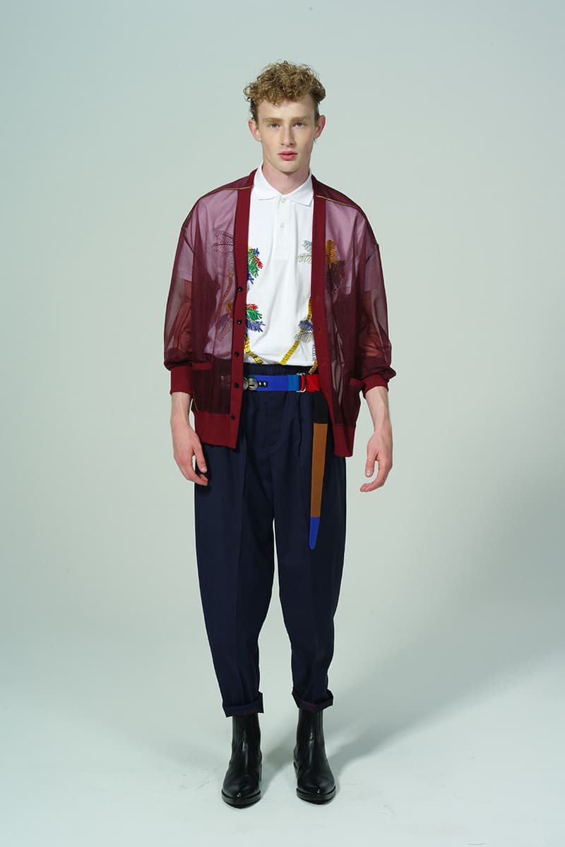 Toga Virilis Spring/Summer 2020 Lookbook Collection Yasuko Furuta Menswear 1950s '50s Inspired Romantic Colors Frills Collars Double Breasted Zazous Suits Blouson Blouse Polo Shirts Rugby Prints Sheer Fabrics