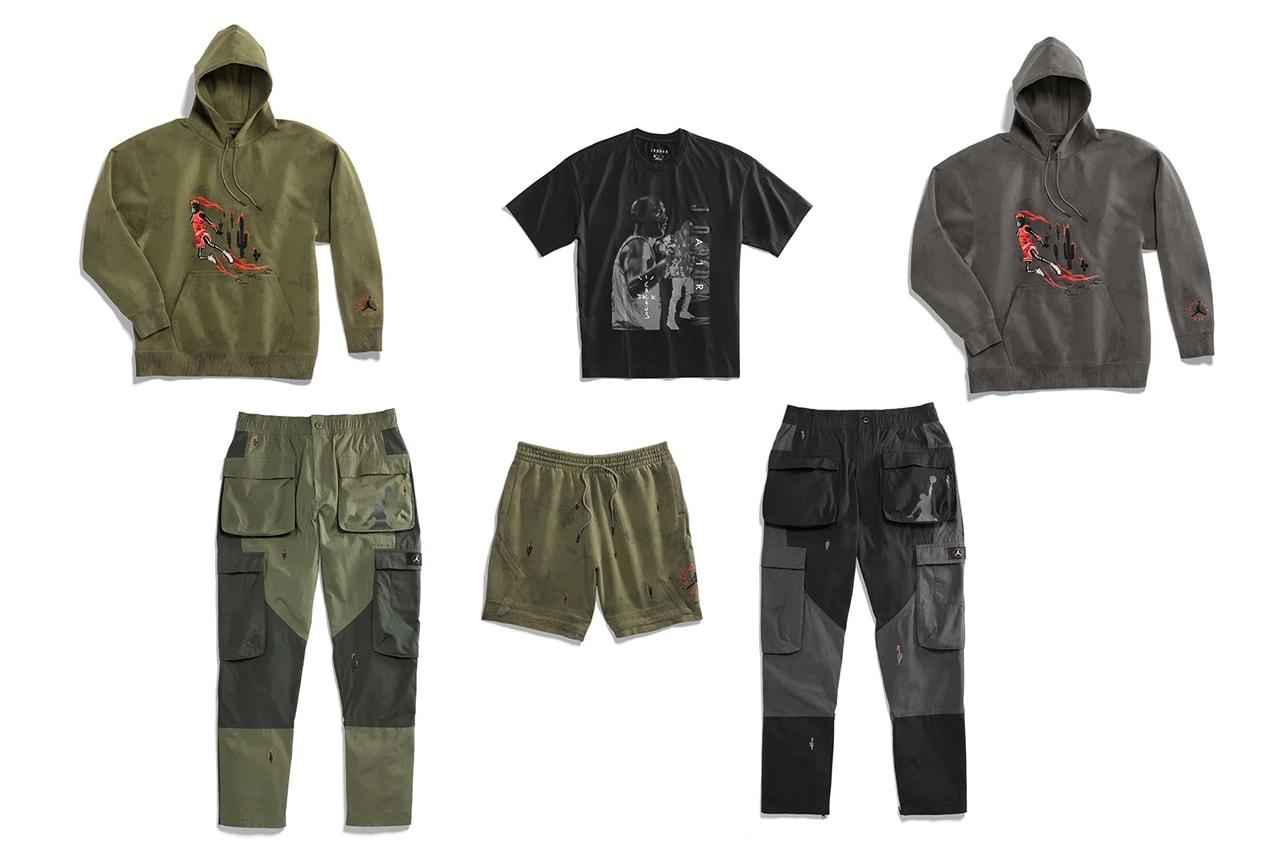 Travis Scott Air Jordan 6 Cactus Jack Apparel Official Look hoodie T shirt Cargo Pants Shorts Release Info Date Buy Little Big Kids Toddler Adult Size