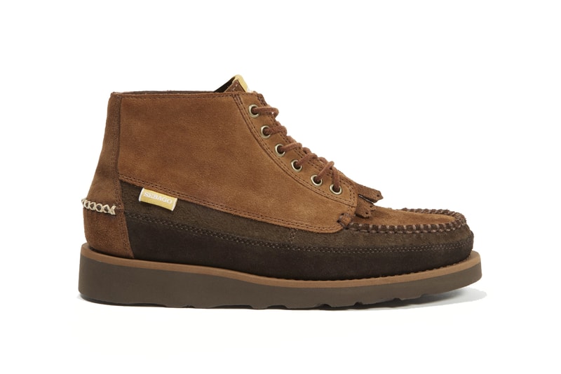 universal works sebago cayuga senica boot boots brown tan vibram soles