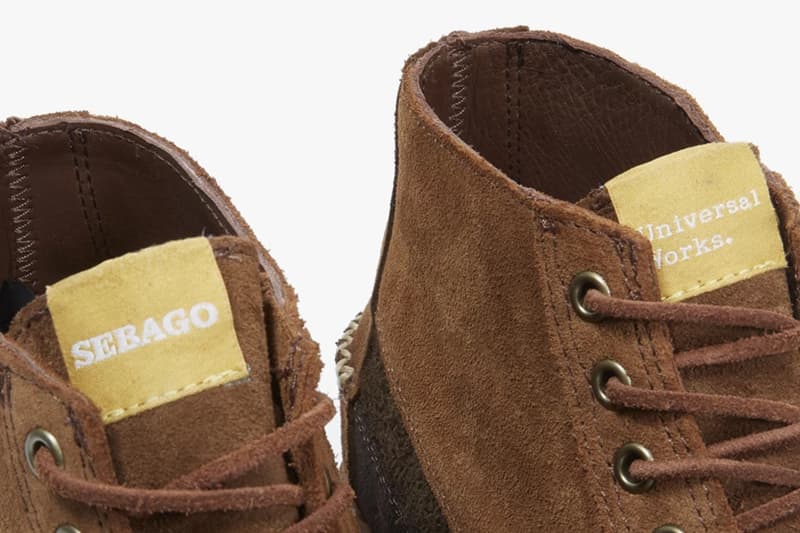 universal works sebago cayuga senica boot boots brown tan vibram soles