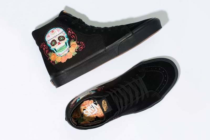 vans sk8 skate hi dia de los muertos halloween sugar skull release date info photos 2019 october 31