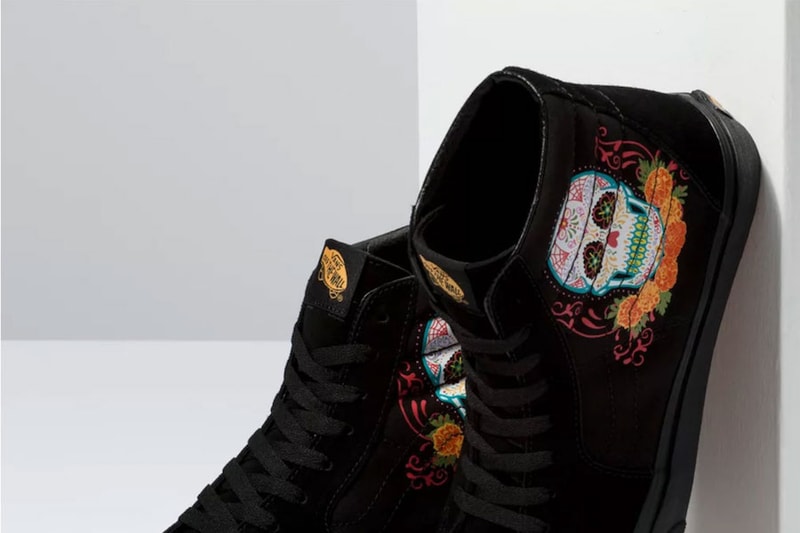vans sk8 skate hi dia de los muertos halloween sugar skull release date info photos 2019 october 31