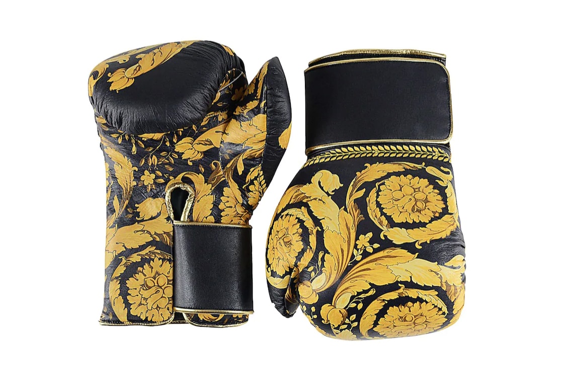 Versace Drops $3,126 USD Leather Boxing Gloves accessories donatella versace BAROCCO 100 lamb leather Versace Barocco Leather Boxing Gloves