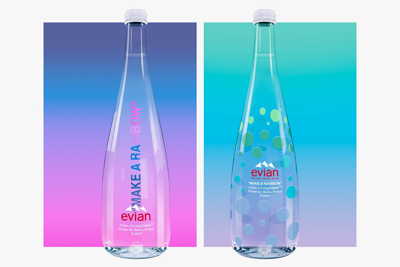 Virgil Abloh x Evian 75cl water bottle Off-White ™ Designer Creative Advisor Release Information France Asia Pacific "MAKE A RAINBOW" SOMA 