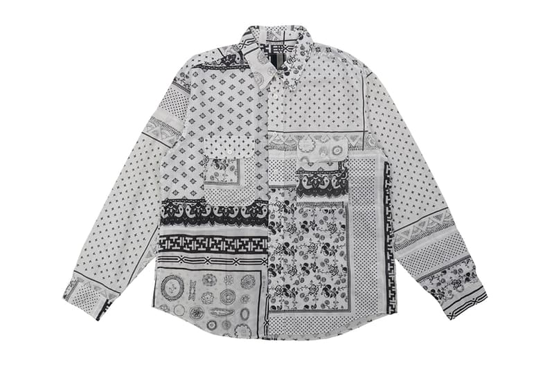 visvim Patchwork Bandana Handyman Shirt button up black white monochromatic details cow bone buttons paisley traditional hiroki nakamura