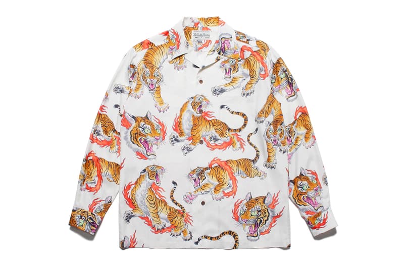 WACKO MARIA Tim Lehi Hawaiian Shirts Tiger Prints motifs long sleeve tattoo artist fire traditional japanese folk guilty parties paradise tokyo