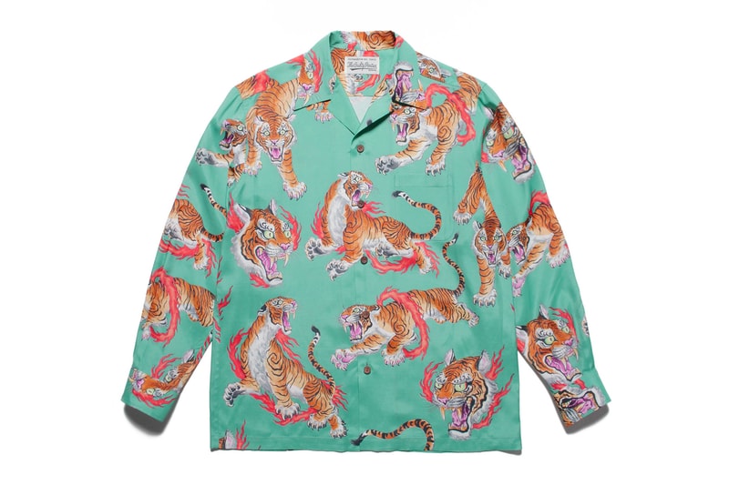 WACKO MARIA Tim Lehi Hawaiian Shirts Tiger Prints motifs long sleeve tattoo artist fire traditional japanese folk guilty parties paradise tokyo