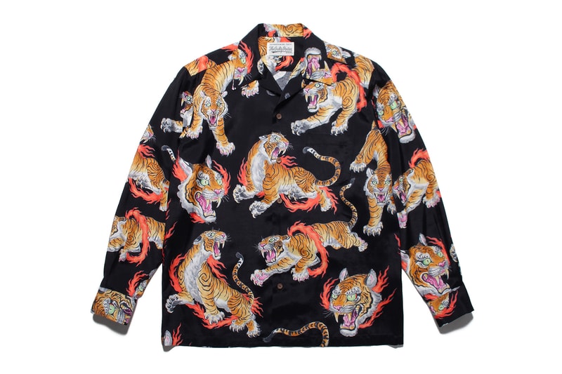 WACKO MARIA Tim Lehi Hawaiian Shirts Tiger Prints motifs long sleeve tattoo artist fire traditional japanese folk guilty parties paradise tokyo