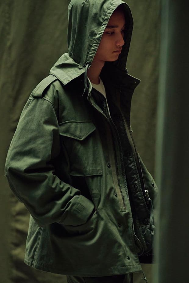 WTAPS MILL UNIFORMS Fall Winter 2019 Lookbook style tetsu nishiyama WMILL 65 JACKET NYCO SATIN olive army surplus military