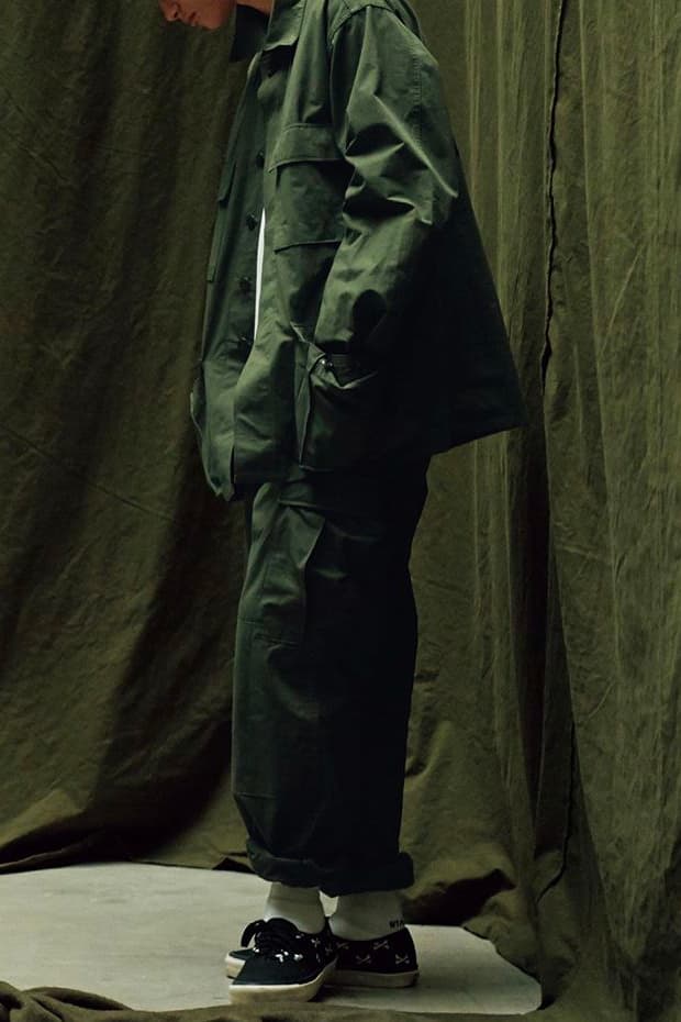 WTAPS MILL UNIFORMS Fall Winter 2019 Lookbook style tetsu nishiyama WMILL 65 JACKET NYCO SATIN olive army surplus military