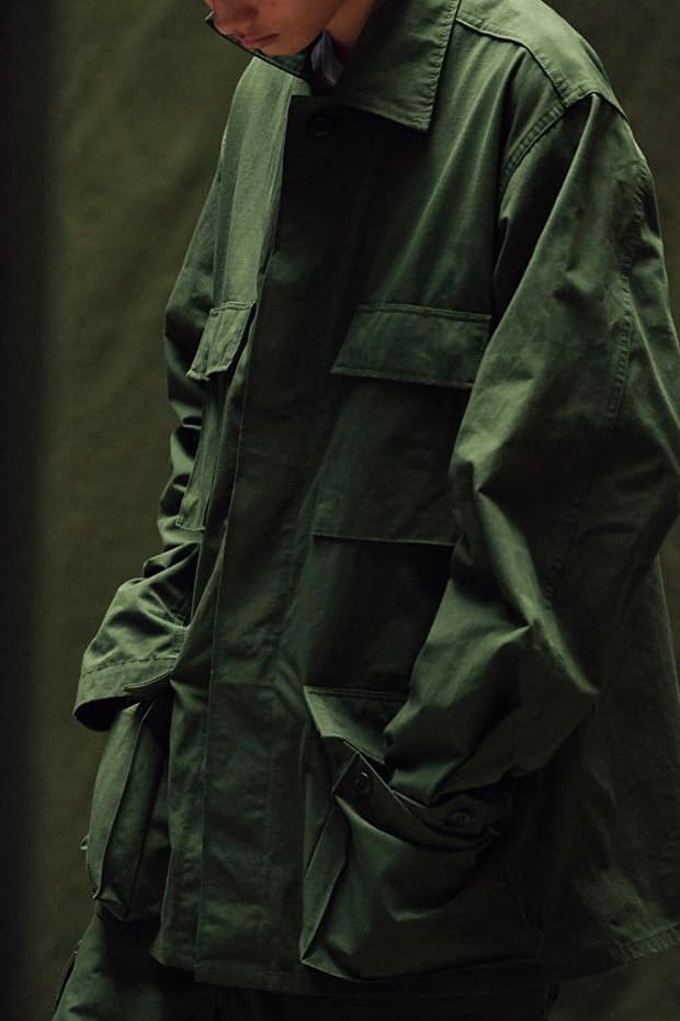 WTAPS MILL UNIFORMS Fall Winter 2019 Lookbook style tetsu nishiyama WMILL 65 JACKET NYCO SATIN olive army surplus military