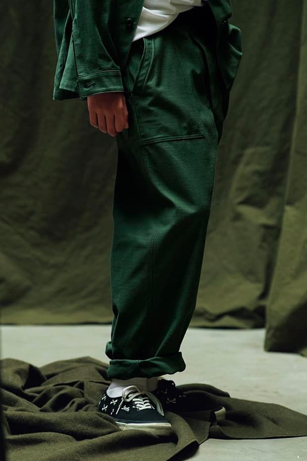 WTAPS MILL UNIFORMS Fall Winter 2019 Lookbook style tetsu nishiyama WMILL 65 JACKET NYCO SATIN olive army surplus military