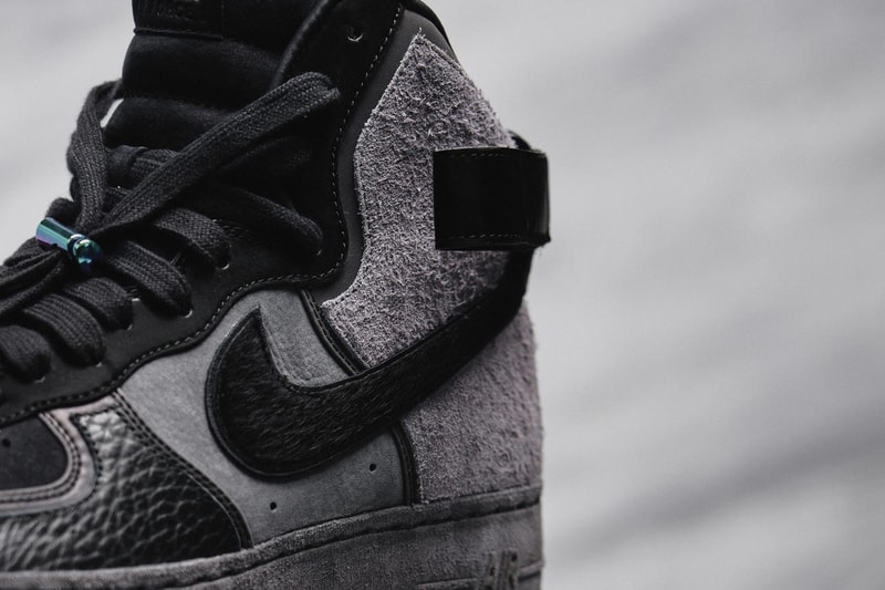 A Ma Maniére x Nike Air Force 1 High “Hand Wash Cold” sneakers collaborations swoosh limited edition high low iterations version grey blue black suede leather