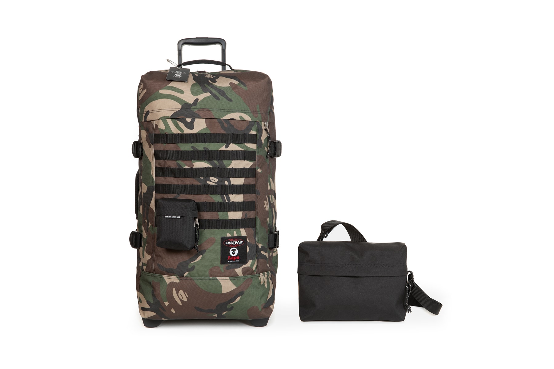 AAPE by A Bathing Ape x Eastpak Capsule bags accessories waist bags camo luggage black green carry all 