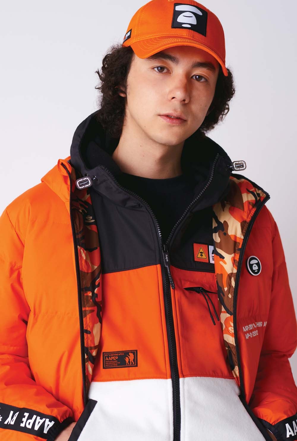 AAPE Winter 2019 Lookbook Jackets Hoodies Crewneck Sweatshirts Long sleeves Vests Pants Waist Bags Pouches Beanies Hats Yellow Green Black Orange Red Camouflage Checkered