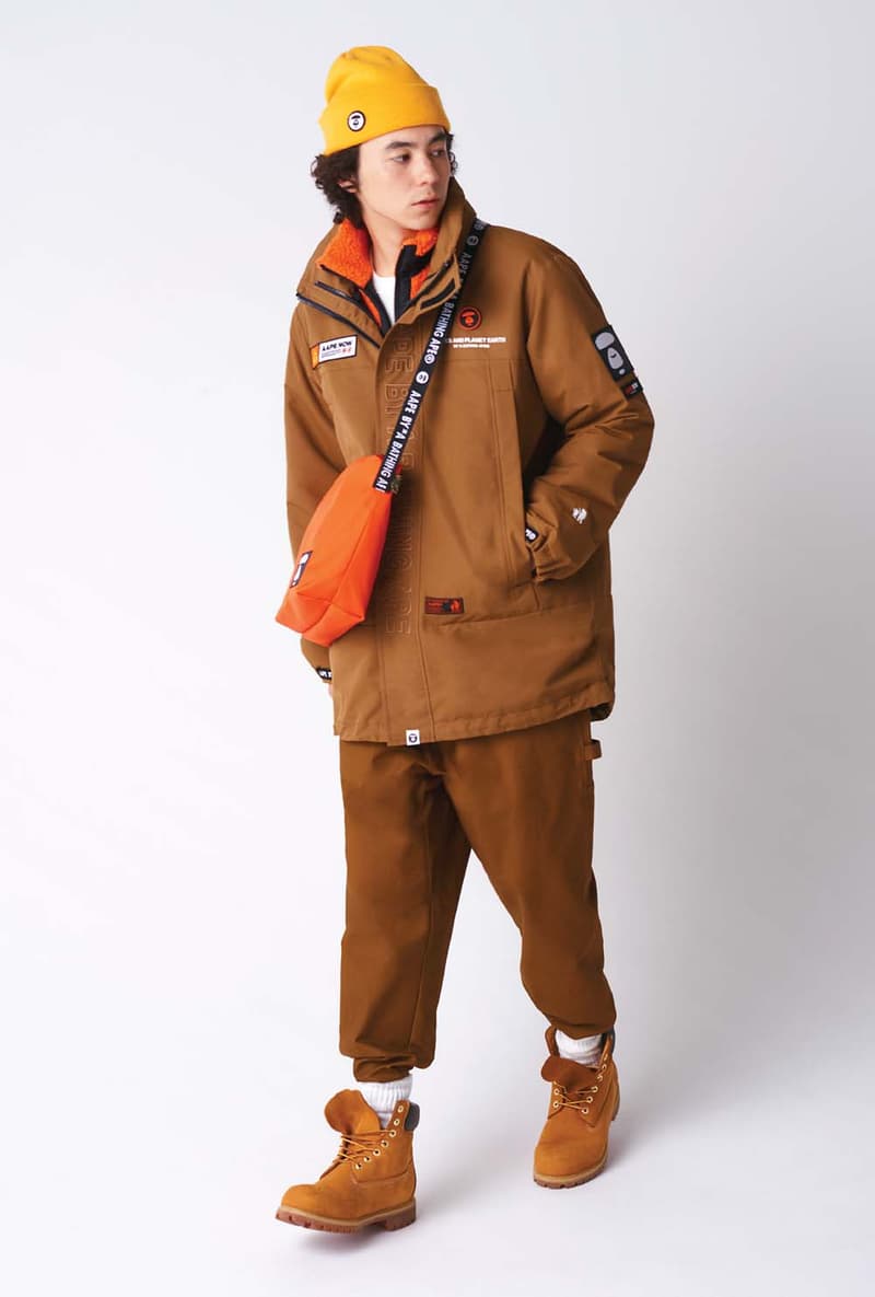 AAPE Winter 2019 Lookbook Jackets Hoodies Crewneck Sweatshirts Long sleeves Vests Pants Waist Bags Pouches Beanies Hats Yellow Green Black Orange Red Camouflage Checkered