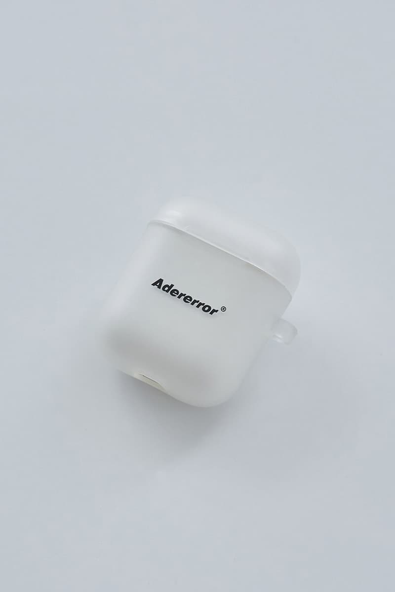 ADER error Airpod Cases Release First Look Translucent Jelly Signature Tetris Logo Brown Leather cinder cutting detail Trouser Ring Attachment Diagonal Branding But Near Missed Things Mainlabel White Clear