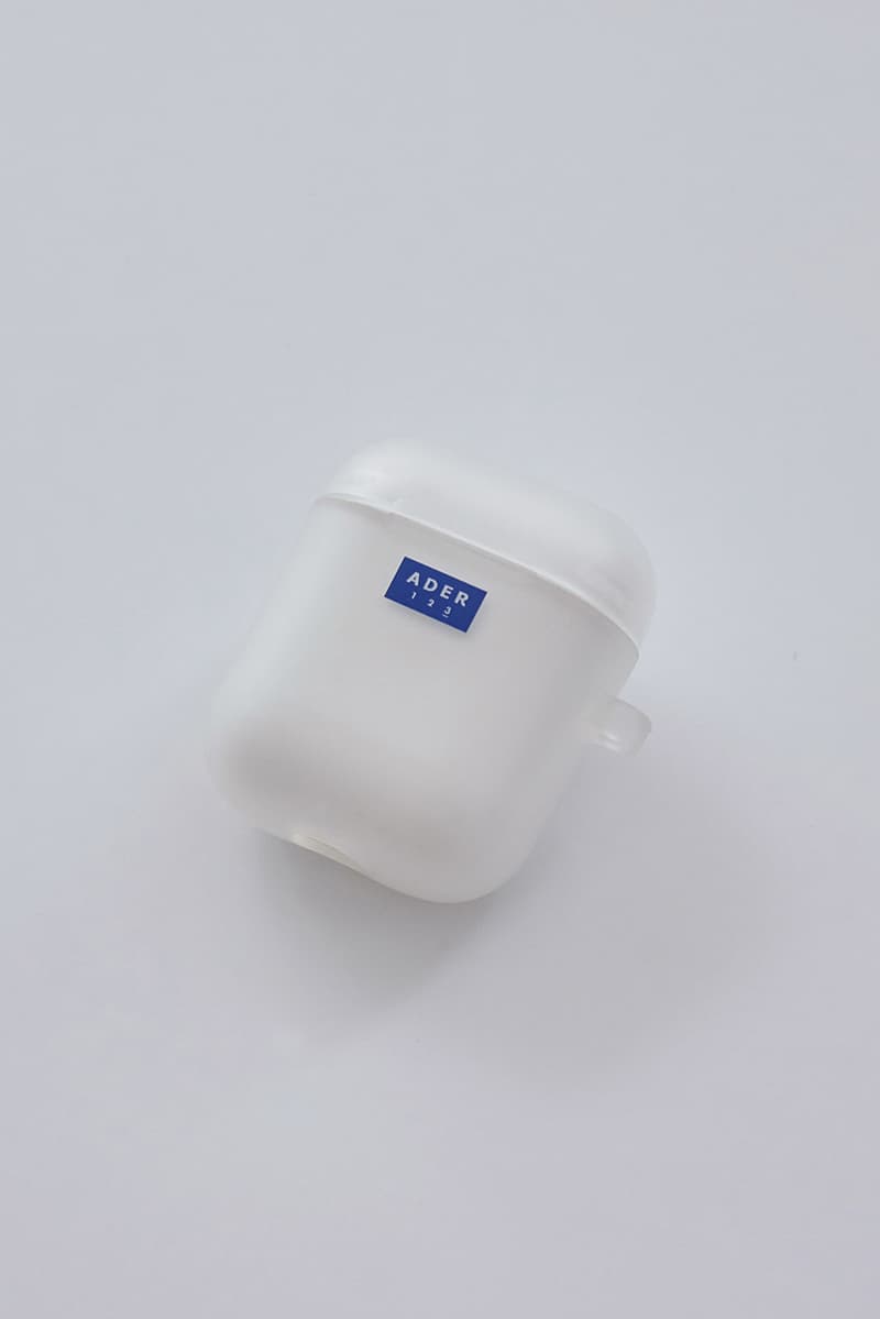 ADER error Airpod Cases Release First Look Translucent Jelly Signature Tetris Logo Brown Leather cinder cutting detail Trouser Ring Attachment Diagonal Branding But Near Missed Things Mainlabel White Clear