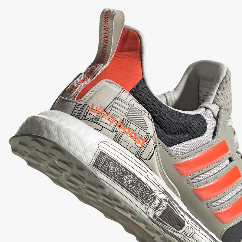 adidas ultraboost 19 S&L release information star wars millennium falcon x wing han solo Sesame/Active Orange/Carbon Fw0525 grey two five bright cyan Fw0536 buy cop purchase on foot look official