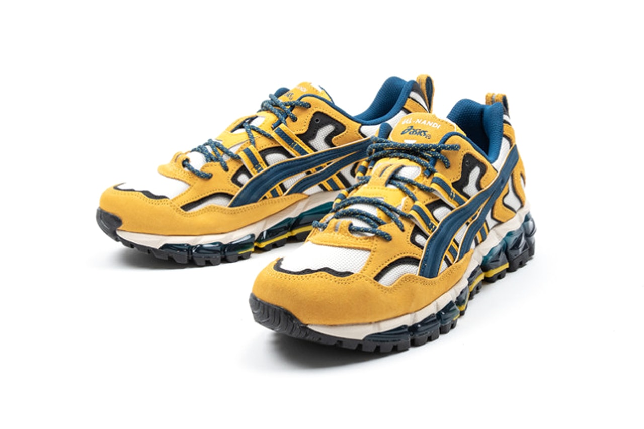 ASICS GEL Nandi 360 Cream Mako Blue Shoes trainers runners footwear sneakers trail running trekking hiking outdoors active japanese heritage Foot District yellow suede cushion