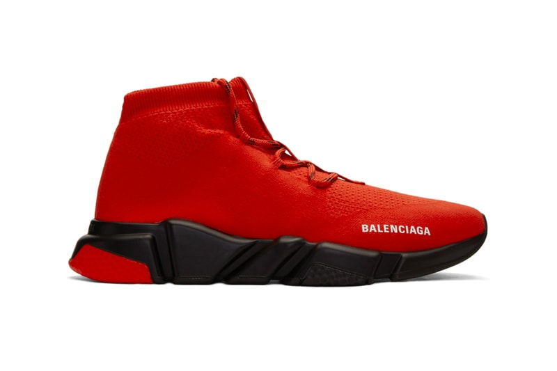 Balenciaga Speed Lace Up Sneakers Red Black Release Info 